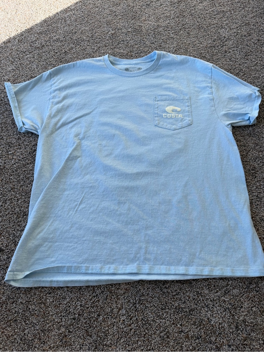 Costa Del Mar Mens XXL Blue Bass Fishing Graphic Pocket T Shirt Born on Water